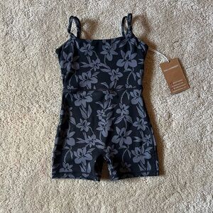 Floral Black and Gray Romper